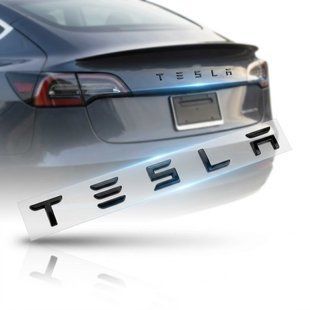 Купить Эмблема надпись Tesla глянцевая Черная Пластикна скотче 476 &times; 20 мм (OEM 1880160-00-A) 88386 Эмблема надпись на иномарки