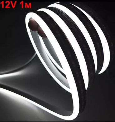 Купити LED Стрічка гнучка силікон 12v 1 м Білий Неон (бічне свічення 12 мм 6 мм) 26433 Підсвічування - Стопи внутрісалонні
