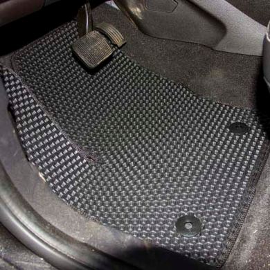 Купить Коврики в салон EVA для Ford C-Max 2010- ДВС с подпятником Черные-Синий кант 5 шт 66208 Коврики для Ford