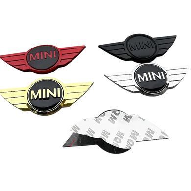 Купити Емблема передня, задня Mini Чорна+Червона 114x49мм метал (на скотчі) 90635 Емблеми на іномарки
