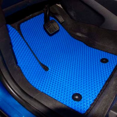 Купити Килимки у салон EVA для Ford C-Max 2010- ДВЗ з підп'ятником Чорні-Синій кант 5 шт 66208 Килимки для Ford