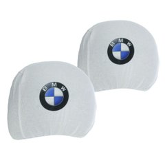 Купить Чехлы для подголовников Универсальные BMW Белые Цветной логотип 2 шт 26261 Чехлы на подголовники