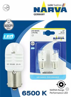 Купить Светодиод LED Narva 12V BA15s P21 / White 6500K 2 шт (180894000) 36676 Светодиоды - Philips, NARVA