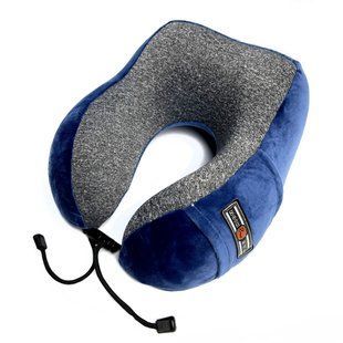 Buy Travel pillow for neck velour with memory effect Sport (with ties) Blue 39771 Travel pillow