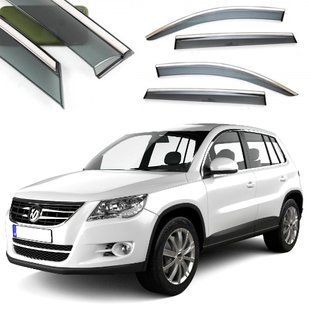 Купити Дефлектори вікон вітровики Benke для Volkswagen Tiguan I 2007-2015 Хром Молдинг З Нержавіючої Сталі 3D (BVWTG1023-W/S) 58974 Дефлектори вікон Volkswagen