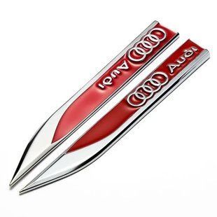 Buy Audi Wing Emblem 2 pcs 148x18 mmRed (metal) 90501 Emblems for foreign cars