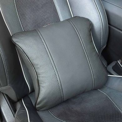Купить Подушка на подголовник с логотипом Volkswagen Экокожа 3D Цветной лого Черная-Черный кант 1 шт 91813 Подушки на подголовник - под шею