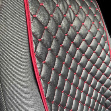 Купить Накидки для передних сидений SITI Экокожа Черные-Красная нить 2 шт 65904 Накидки для сидений Premium (Алькантара)