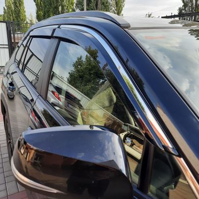 Купити Дефлектори вікон вітровики Benke для Toyota Rav 4 2018- (Хром Молдін Нержавіюча 3D) 33483 Дефлектори вікон Toyota
