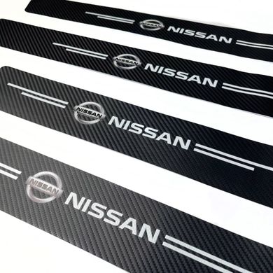 Купити Захисна плівка накладка на пороги для Nissan Чорний Карбон 4 шт 42653 Захисна плівка для порогів та ручок