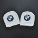Купить Чехлы для подголовников Универсальные BMW Белые Цветной логотип 2 шт 26261 Чехлы на подголовники - 2 фото из 2