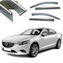 Купити Дефлектори вікон вітровики Benke для Mazda 6 GJ 2012- Хром Молдинг З Нержавіючої Сталі 3D (BMDM61423-W/S) 58975 Дефлектори вікон Mazda