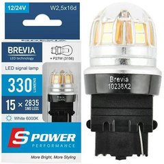 Купить LED автолампа Brevia Spower 12/24V P27W 330Lm 15x2835SMD 6000K CANbus Оригинал 2 шт (10238X2) 57564 Светодиоды - Brevia