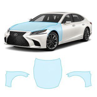 Купити Антигравійна захисна бронеплівка за лекалами для Lexus LS XF50 2018-2020 - капот і передні крила 106231 Модельні лекала захисних плівок для Lexus