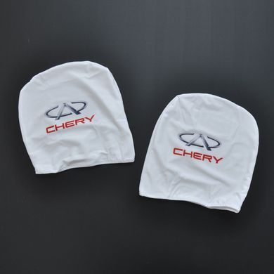 Купить Чехлы для подголовников Универсальные Chery Белые Цветной логотип 2 шт 26262 Чехлы на подголовники