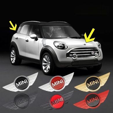 Купити Емблема передня, задня Mini золота+Чорна 114x49мм метал (на скотчі) 90637 Емблеми на іномарки