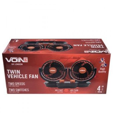 Купить Автомобильный вентилятор VOIN 12V 6.5W на подставке двойной / две скорости / две регулировки (HX-T307) 40538 Вентиляторы и тепловентиляторы для авто