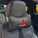 Купить Подушка на подголовник с логотипом Mitsubishi Экокожа 3D Цветной лого Черная-Черный кант 1 шт 91664 Подушки на подголовник - под шею