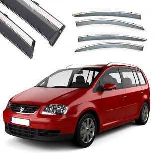 Купити Дефлектори вікон вітровики Benke для Volkswagen Touran II 2003-2015 Хром Молдинг З Нержавіючої Сталі 3D 62305 Дефлектори вікон Volkswagen