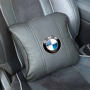 Купить Подушка на подголовник с логотипом Bmw Экокожа 3D Цветной лого Черная-Черный кант 1 шт 91815 Подушки на подголовник - под шею