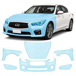 Buy Pre-cut paint protection film for Infiniti Q50 V37 2013-2017 - front end 105188 Model-specific paint protection film patterns for Infiniti