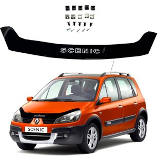 Купить Дефлектор капота мухобойка Renault Scenic II 2003-2009 (Евро Крипление) Voron Glass 68123 Дефлекторы капота Renault