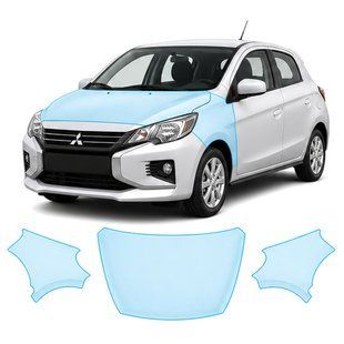 Купить Антигравийная защитная бронепленка по лекалам для Mitsubishi Colt/Space Star VII facelift 2016-2023 - капот и передние крылья 107431 Модельные лекала защитных пленок для Mitsubishi