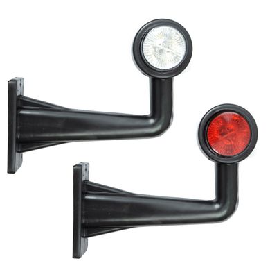 Купити Габаритні вогні LED для вантажівок Ріжки 12/24V / кривий 20 см / Червоно-Білий 2 шт (Л 056) 8600 Габарити ріжки