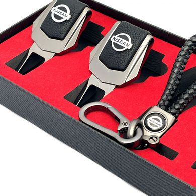 Купить Подарочный набор №1 для Nissan из заглушек и брелка с логотипом Темный хром 39530 Подарочные наборы для автомобилиста
