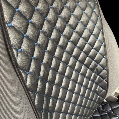 Купить Накидка на передние сидения SITI Экокожа Черные-Синяя нить 1 шт 65906 Накидки для сидений Premium (Алькантара)