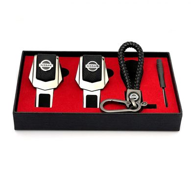 Купить Подарочный набор №1 для Nissan из заглушек и брелка с логотипом Темный хром 39530 Подарочные наборы для автомобилиста