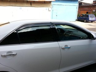 Купить Дефлекторы окон ветровики Тойота Camry V50 2011- Хром молдинг 35649 Дефлекторы окон Toyota