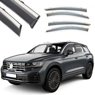 Купити Дефлектори вікон вітровики Benke для Volkswagen Touareg III 2018- Хром Молдинг З Нержавіючої Сталі 3D 62306 Дефлектори вікон Volkswagen