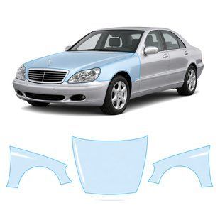 Купить Антигравийная защитная бронепленка по лекалам для Mercedes-Benz S-Class W220 facelift 2002-2005 - капот и передние крылья 107167 Модельные лекала защитных пленок для Mercedes-Benz