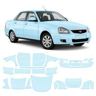 Buy Pre-cut paint protection film for LADA Priora 2170 facelift 2013-2018 - full body 105897 Model-specific paint protection film patterns for LADA