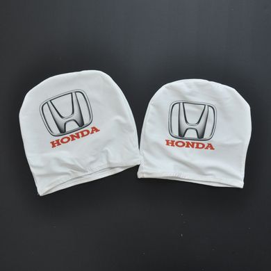 Купить Чехлы для подголовников Универсальные Honda Белые Цветной логотип 2 шт 26264 Чехлы на подголовники
