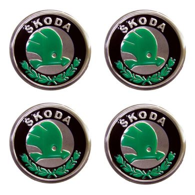 Купить Наклейка на колпаки Skoda 60мм Зеленая 4 шт 23111 Наклейки на колпаки