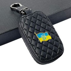 Купить Ключница – чехол автомобильная для ключей с логотипом Флаг Украины Ромб Черный 62681 Чехлы для автоключей