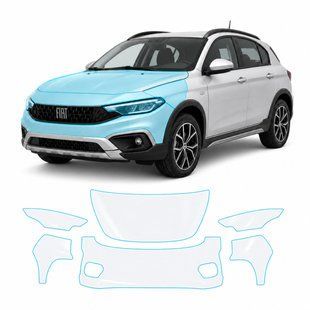 Купити Антигравійна захисна бронеплівка за лекалами для Fiat Tipo Cross (Egea Cross) I 2020- передня частина авто (капот бампер крила)) 104264 Модельні лекала захисних плівок для Fiat