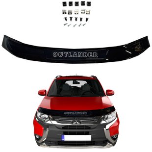 Купить Дефлектор капота мухобойка Mitsubishi Outlander 2012-2020 (Евро Крепление) Voron Glass 68125 Дефлекторы капота Mitsubishi