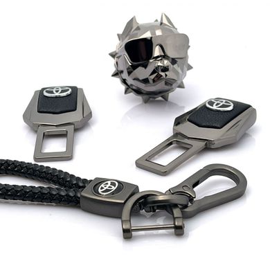 Купити Автонабір На стилі №14 для Toyota із заглушок ременів безпеки та брелока з логотипом / Ароматизатор Pitbull 39641 Подарункові набори для автомобіліста