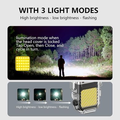 Купити LED Ліхтар Запальничка Flas Hlight USB Type-C Червоний 63272 Ліхтарики Переноски Прожектори