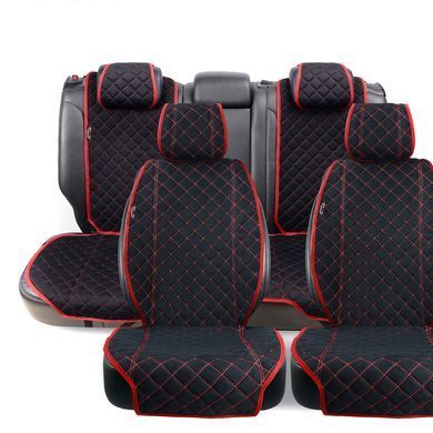 Купити Накидки для сидінь задні Алькантара Verona Premium L Чорні-Червона Нитка (Оригінал) 86544 Накидки для сидінь Premium (Алькантара)
