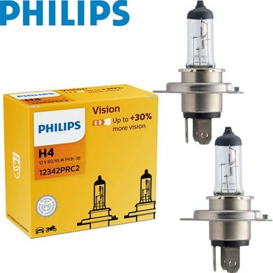 Купити Автолампа галогенна Philips Premium +30% H4 12V 60/55W 2 шт (12342PRC2) 38402 Галогенові лампи Philips