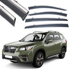 Купить Дефлекторы окон ветровики Benke для Subaru Forester 2018- Хром Молдинг Нержавейка 3D (BSRFS1823-W/S) 62341 Дефлекторы окон Subaru