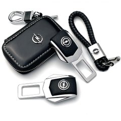 Купити Автонабір №10 для Opel / Заглушки ременя безпеки з логотипом / Брелок та чохол для ключів / Шкіра Наппа 38725 Подарункові набори для автомобіліста