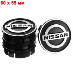 Купить Колпачки на титаны Nissan 60 / 55 мм обемный логотип Черные 4 шт 60425 Колпачки на титаны