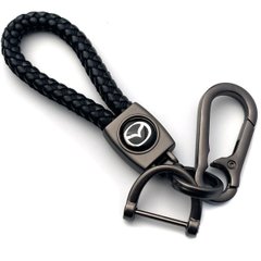 Купити Шкіряний плетений брелок Mazda для авто ключів з карабіном 34055 Брелоки для автоключів