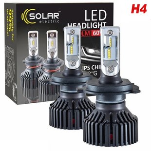 Купить LED лампы автомобильные Solar H4 12/24 8000Lm 60W 6500K IP67 Радиатор и кулер 2 шт (8304) 39067 LED Лампы Solar