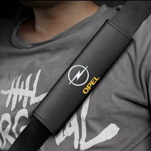 Buy Seat belt cover Modena Opel S 350 mm Colored 3D Logo Eco-leather Black 1 pc 91533 Seat belt pads